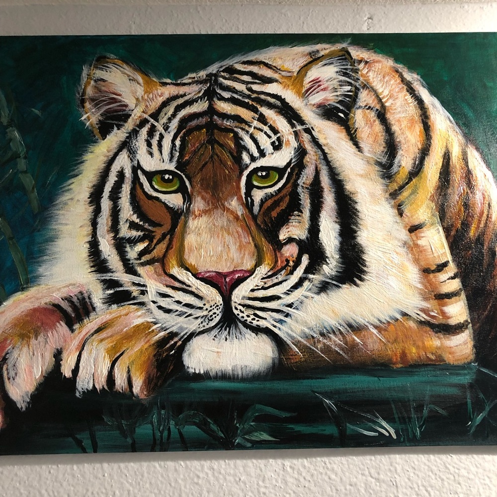 NEW Tiger Acrylic Painting by me  Size 18x24 inches